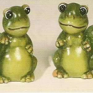 Lot de 2 pots grenouilles - figurine de jardins