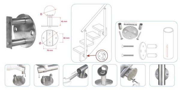 Support de tube inox 316