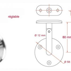 Support de rampe réglable -Inox