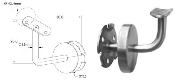 Support de rampe fixe- inox