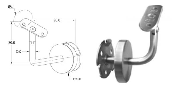 Support de rampe réglable- inox