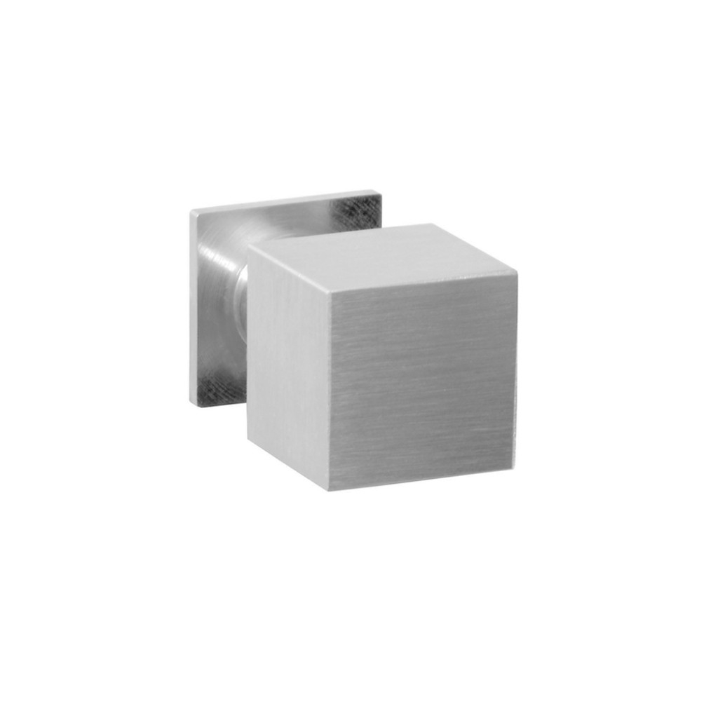 Bouton de meuble carré inox 25 mm avec pied