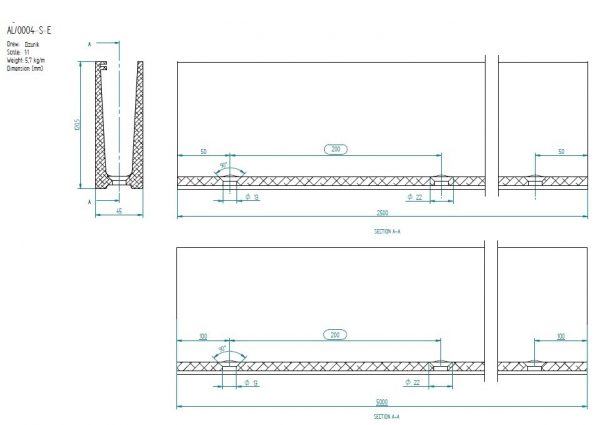 Rail aluminium pour garde corps en verre fixation au sol